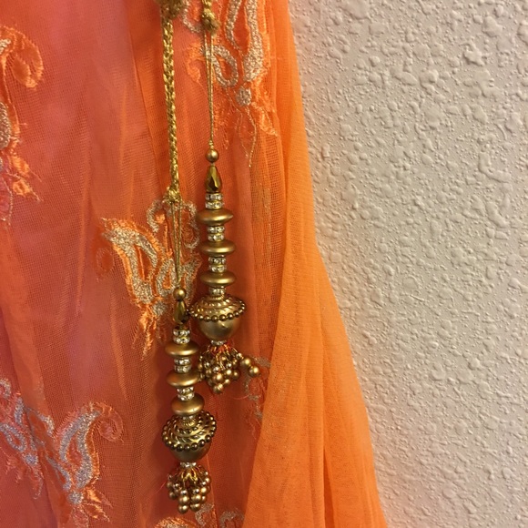 Beautiful Indian Styled Orange Lehenga - Picture 3 of 4